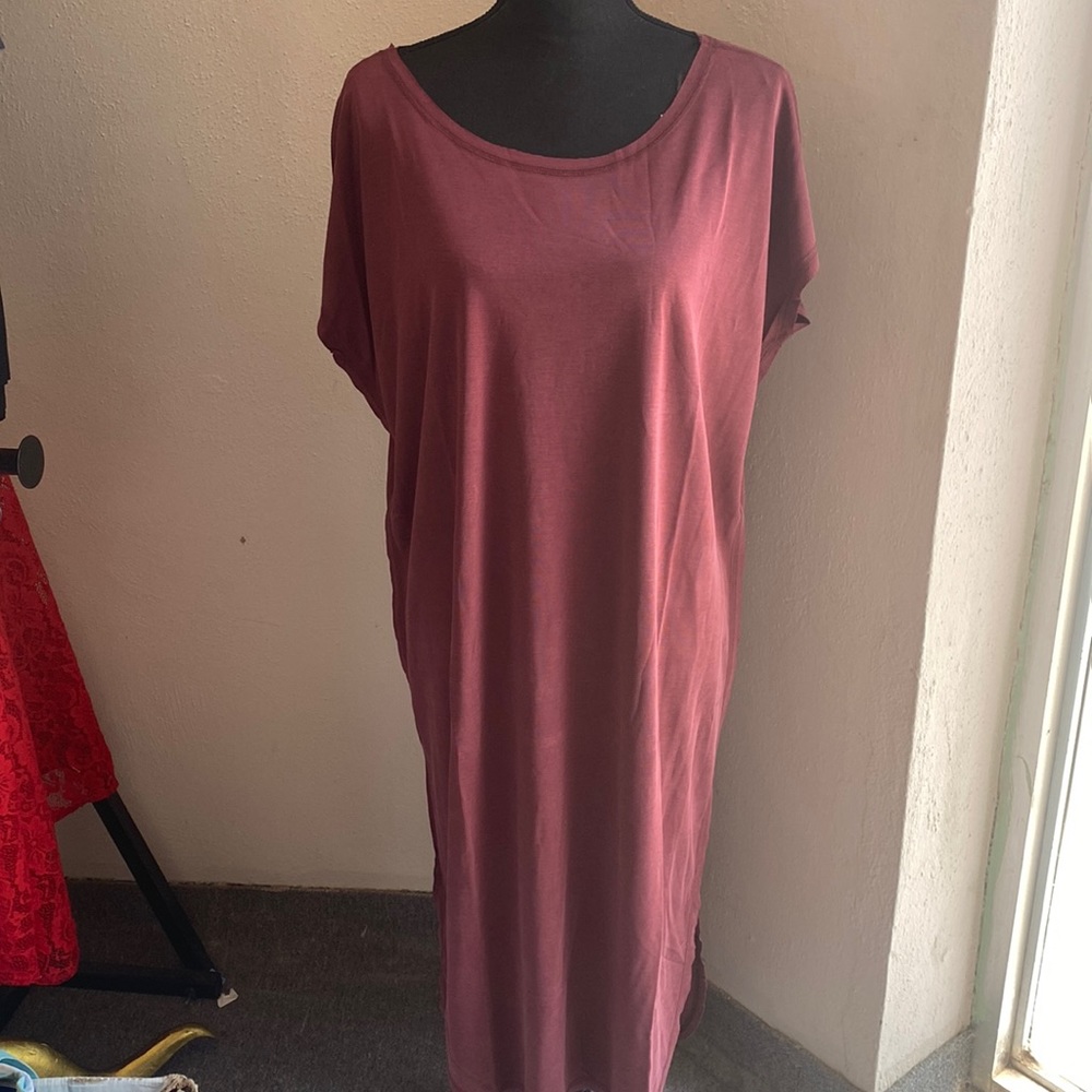Maroon High Low Shift Dress